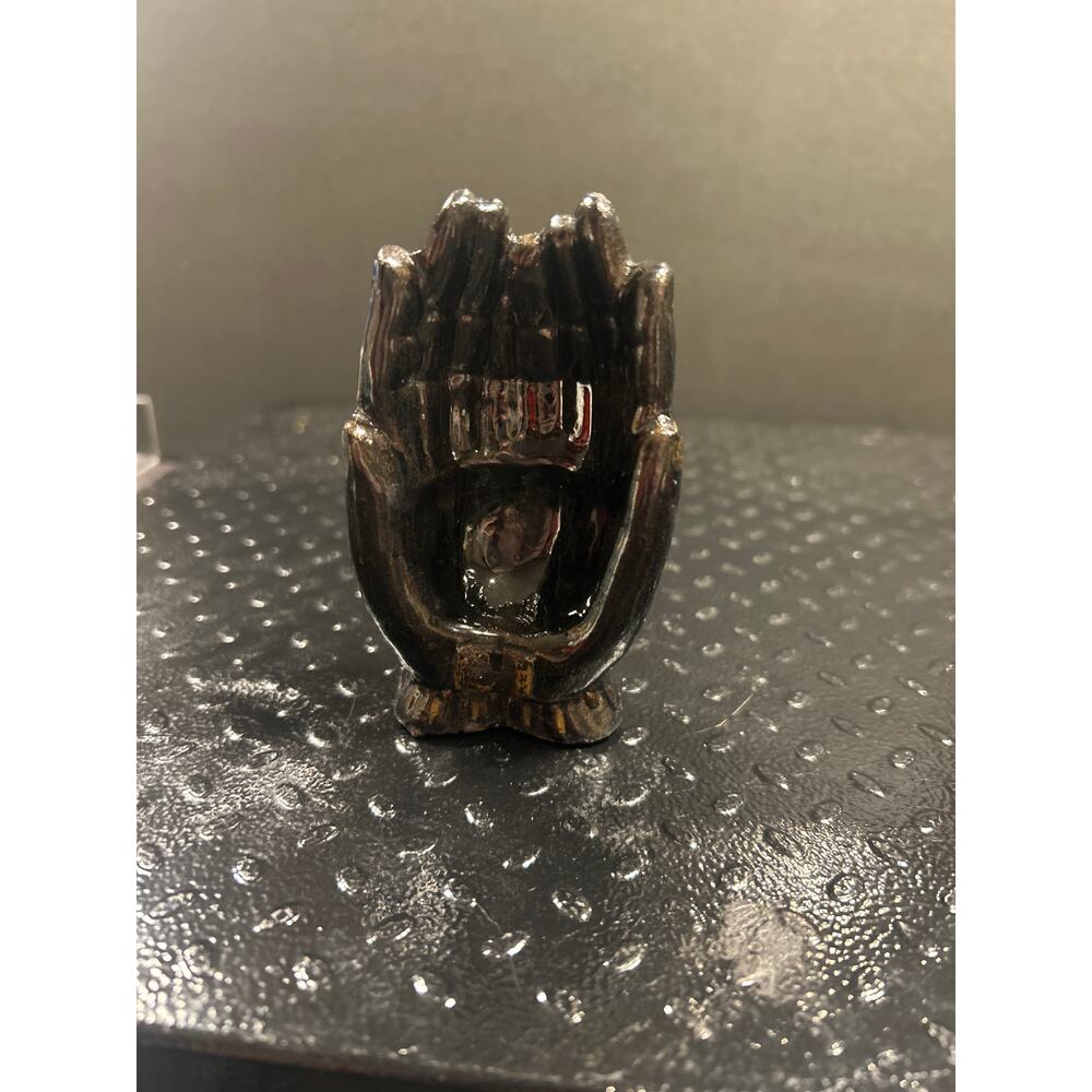 Praying Hands Ceramic Trinket Dish - black